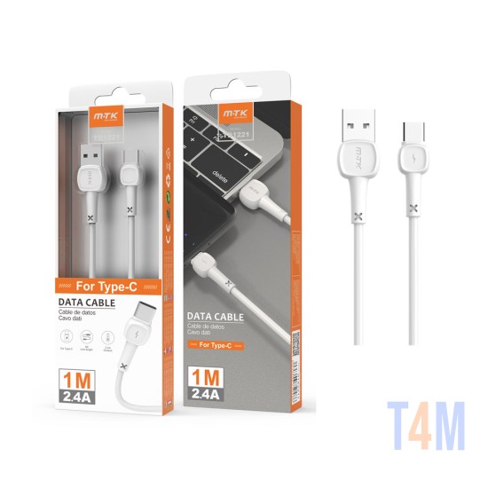 MTK DATA CABLE TB1221 BL FOR TYPE C 2.4A 1M WHITE